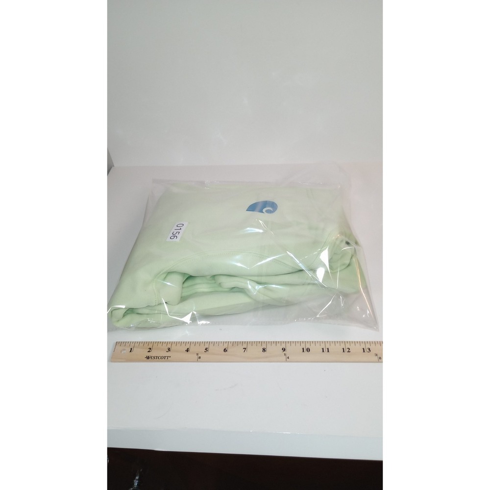 Carhartt Women Relaxed Fit Midweight Logo Sleeve Graphic Sweatshirt Sz L Green - Picture 9 of 9